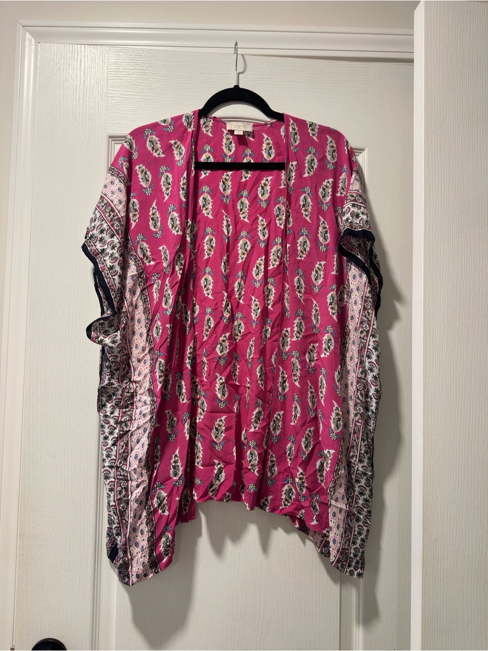 LOFT Pink Printed Open-Front Kimono